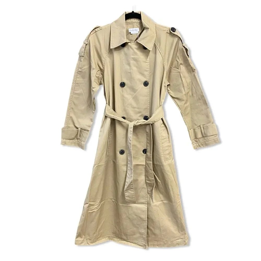 NWT Lovers and Friends Rachel Ridley Trench Coat Beige khaki belted Revolve M - Picture 6 of 13